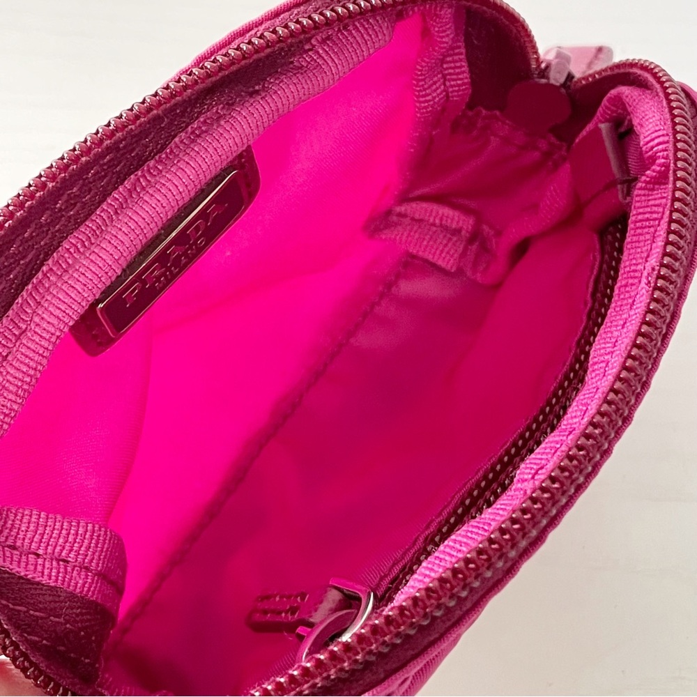 Prada rare mini pouch hot pink nylon triangle logo cosmetic bag - Picture 5 of 9